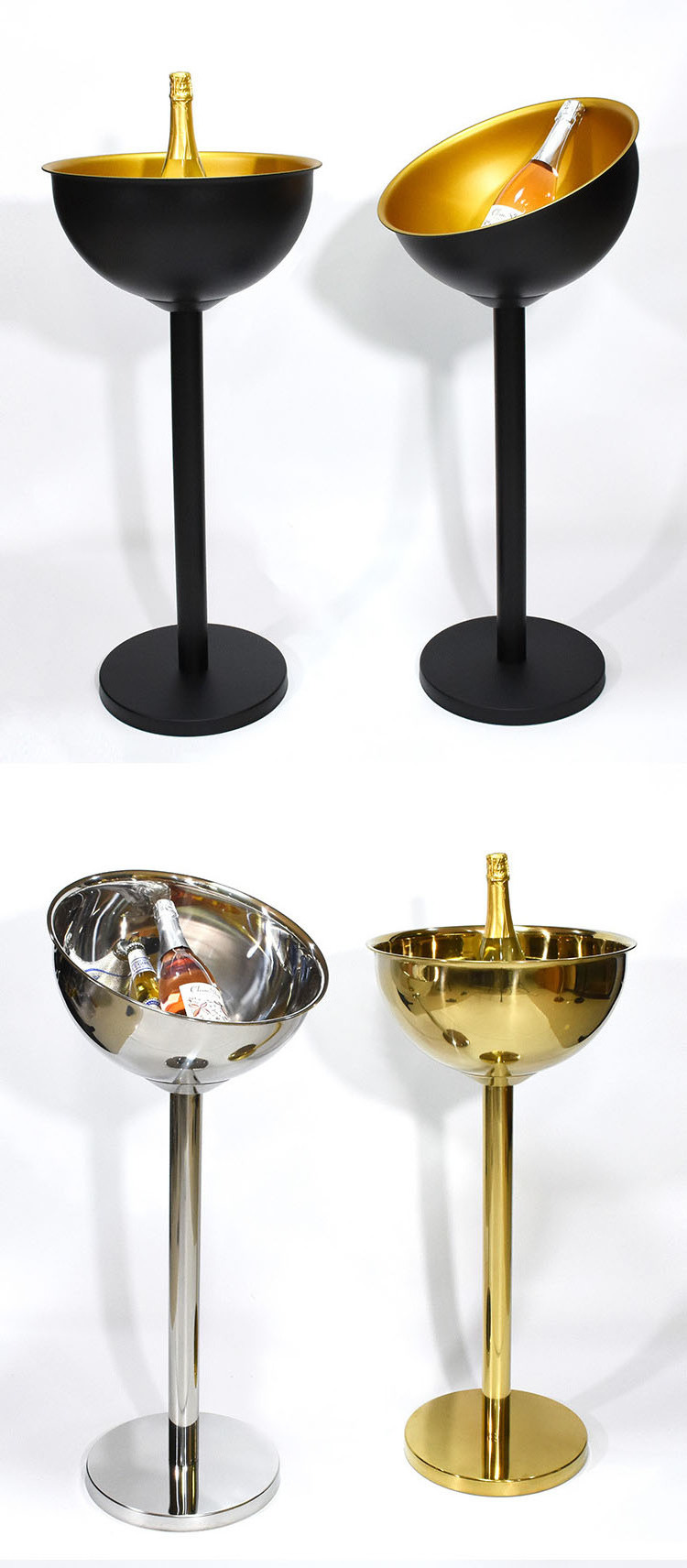 Stainless steel champagne ice bucket outdoor party wine and beer floor ice bucket vertical bracket cooling ice bucket