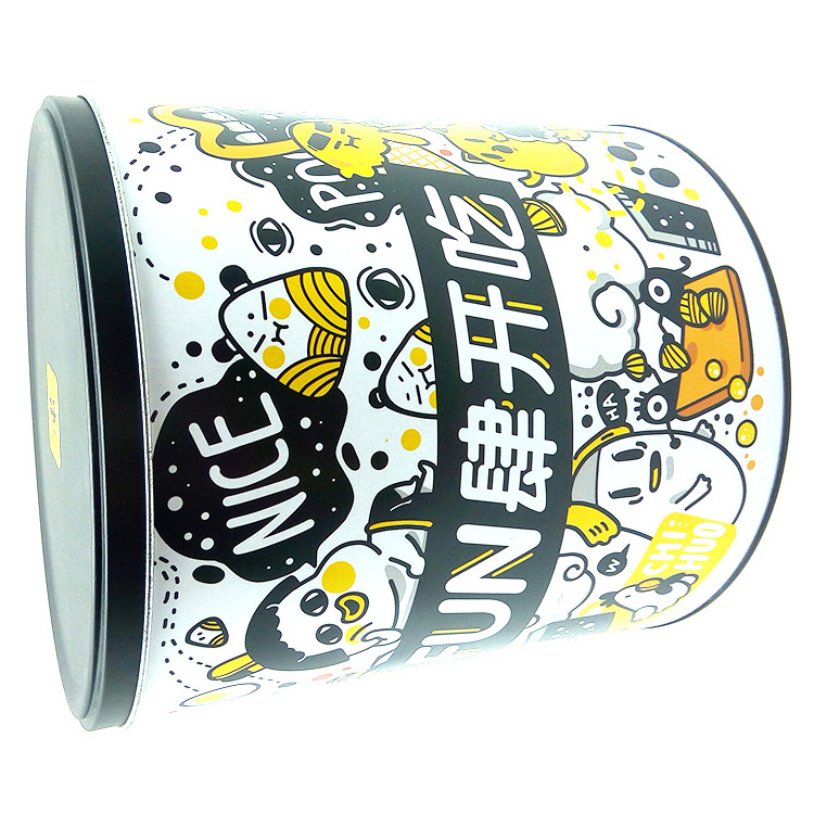 Wholesale Custom Large Round Airtight Food Storage Popcorn Tins Container/Cans with Lids