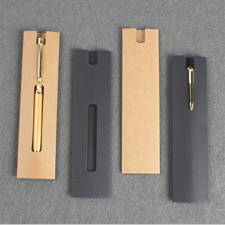 Custom Logo Printing Black Cardboard Brown Kraft Paper Sleeve for Pen Gift Packaging