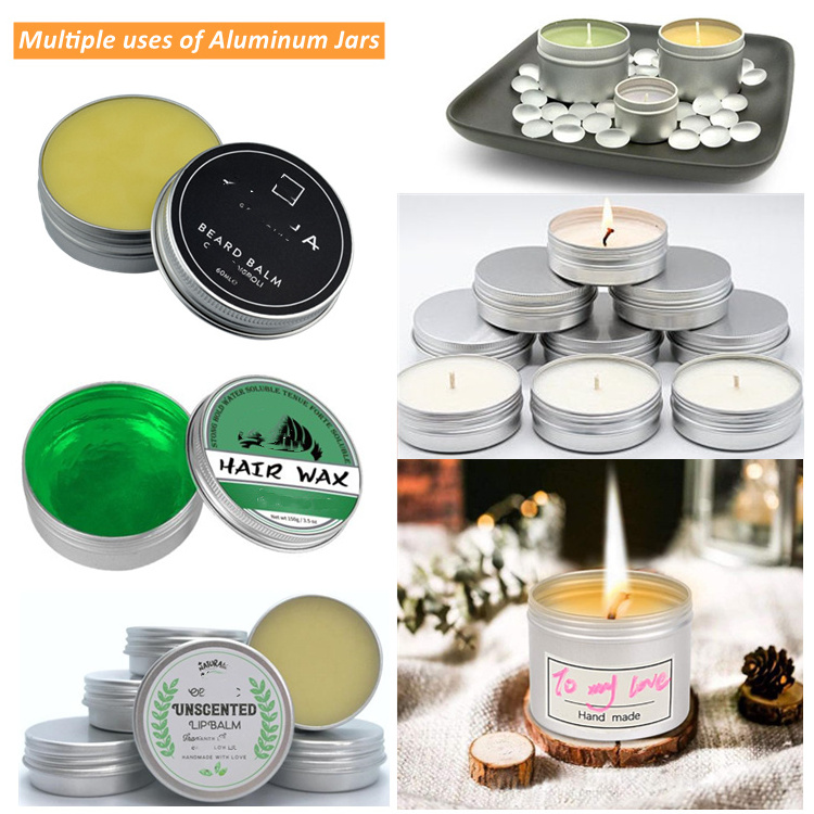 Round Screw Cap Aluminum Jar 10Ml 50Ml 60Ml 100Ml 120Ml 150Ml 200Ml 2/4Oz Metal Tin Can Soap Lip Balm Cosmetic Candle Containers