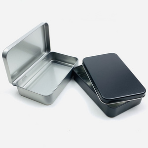 150*90*30mm Rectangular Black Hinged Lid Metal Tins for Makeup Tools Scissor Packaging