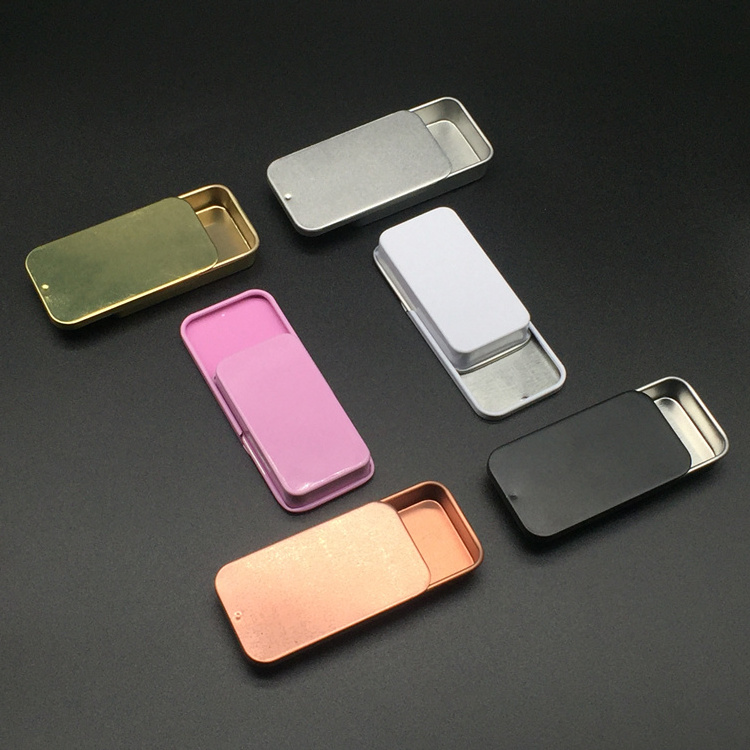 60x34x11mm Slide Top Metal Case Lip Balm Solid Perfume Brow Soap Pills Match Tin Box