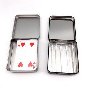 93x82x25mm Custom Small Hinged White Black Cigarette Match Playing Card Tin Box Metal