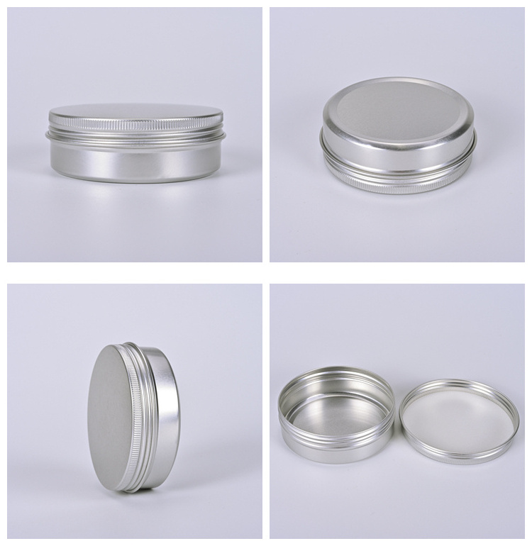 Round Screw Cap Aluminum Jar 10Ml 50Ml 60Ml 100Ml 120Ml 150Ml 200Ml 2/4Oz Metal Tin Can Soap Lip Balm Cosmetic Candle Containers