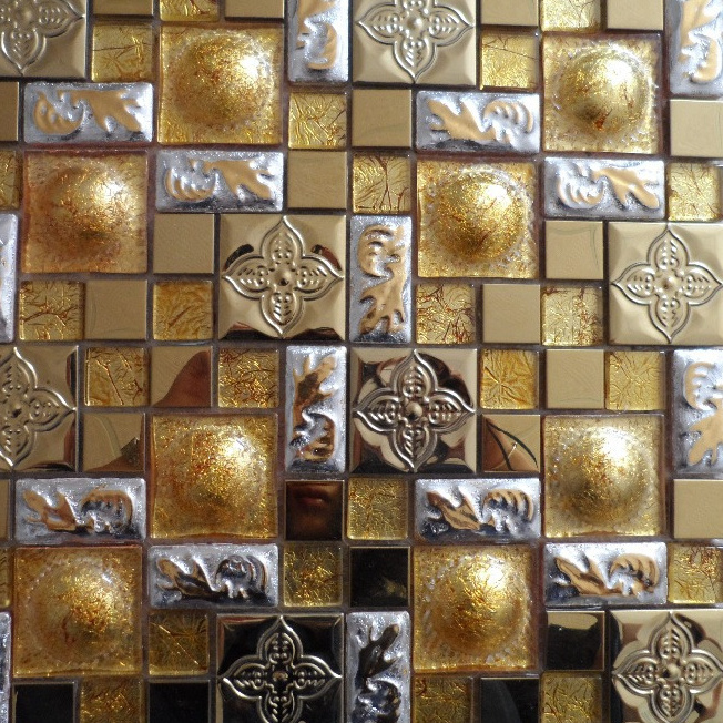 gold color glass mosaic tile