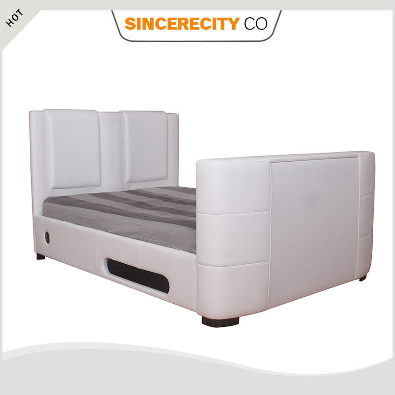 Modern Bedroom Furntire, PU PVC Faux Leather TV Bed