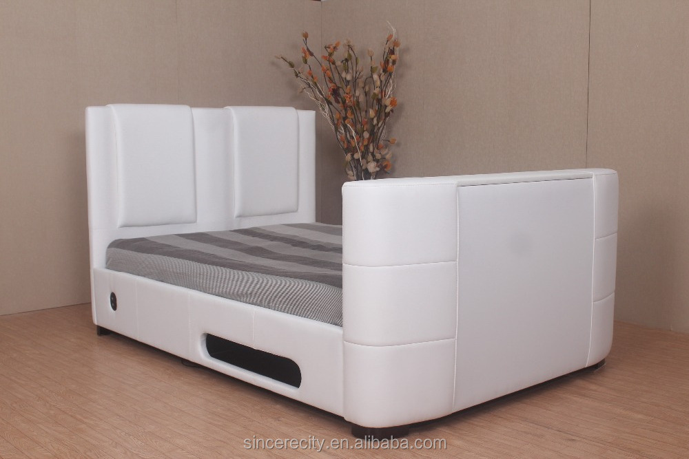 Modern Bedroom Furntire, PU PVC Faux Leather TV Bed