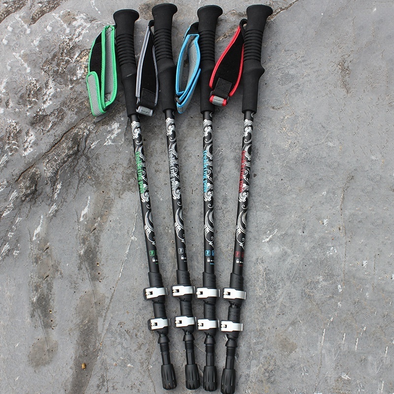 Multifunctional 3 Section Poles 7075 Aluminum Customized Oem Folding Luxury Tracking Retractable Hiking Walking Sticks