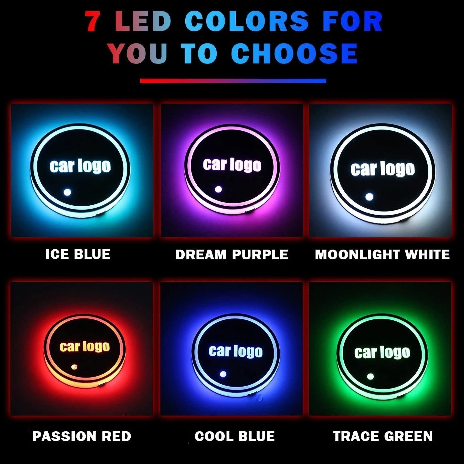 Promotional Cheapest Christmas Acrylic Light Up Colorful Led Car Coasters For Drinks