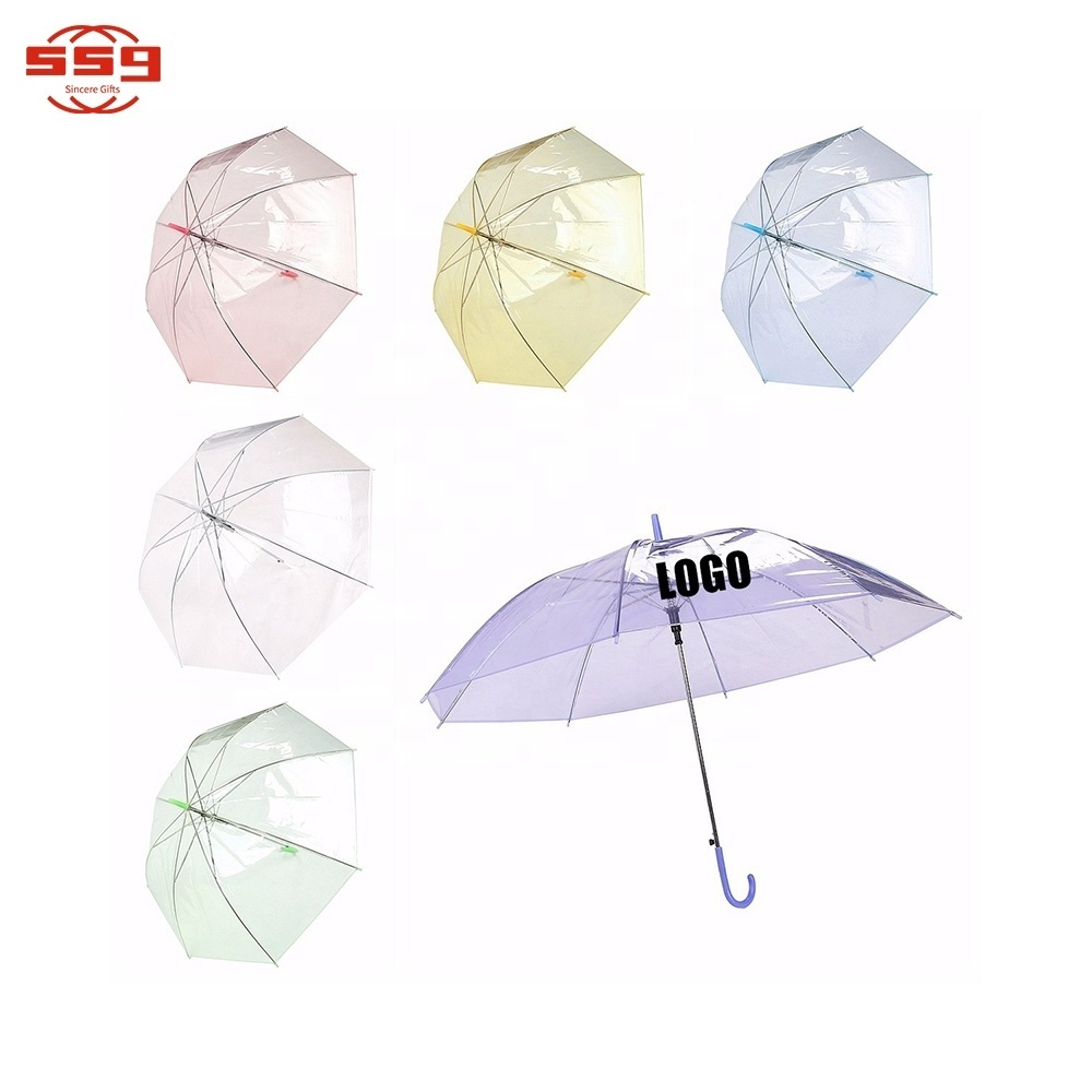 Promotional Transparent Umbrella Pastel Pvc Clear Small China Kids Umbrellas For The Rain