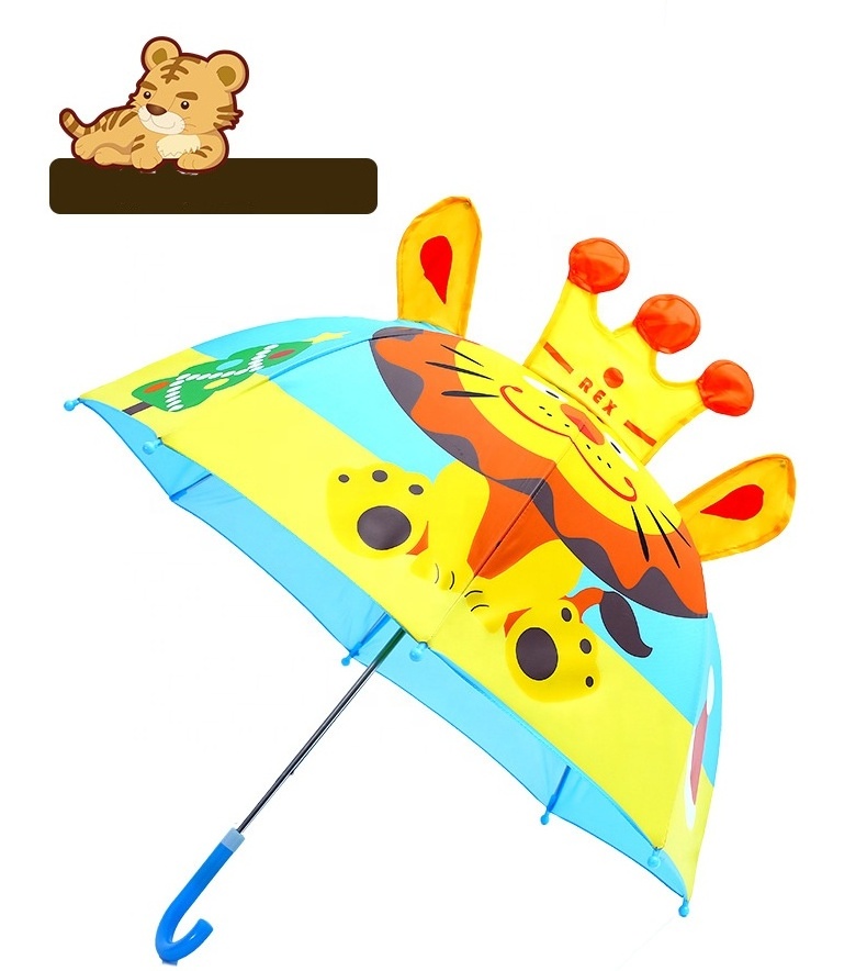 Wholesale Custom Baby Kid Child Animal Shape Head Print Transparent Bubble Rain Umbrella