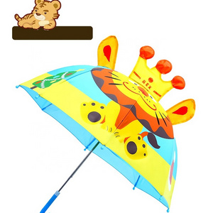 Wholesale Custom Baby Kid Child Animal Shape Head Print Transparent Bubble Rain Umbrella