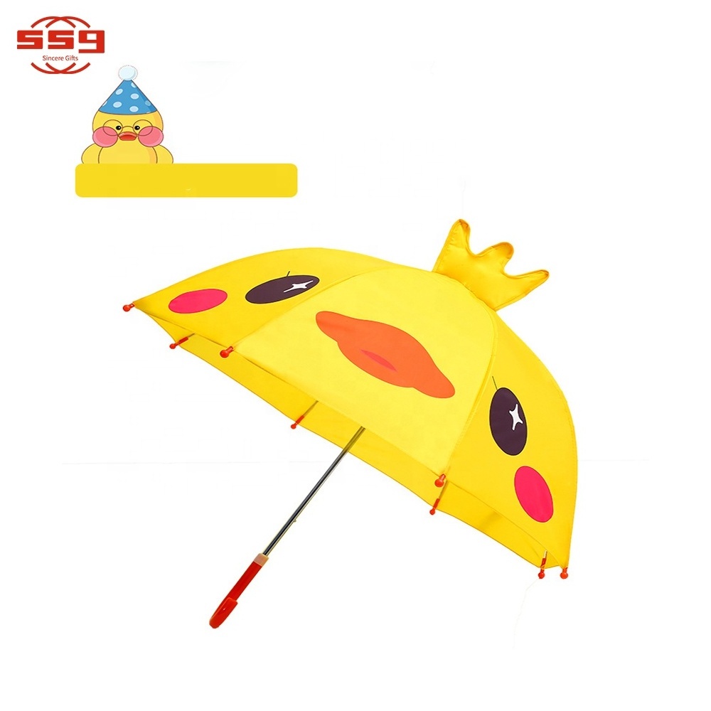 Wholesale Custom Baby Kid Child Animal Shape Head Print Transparent Bubble Rain Umbrella