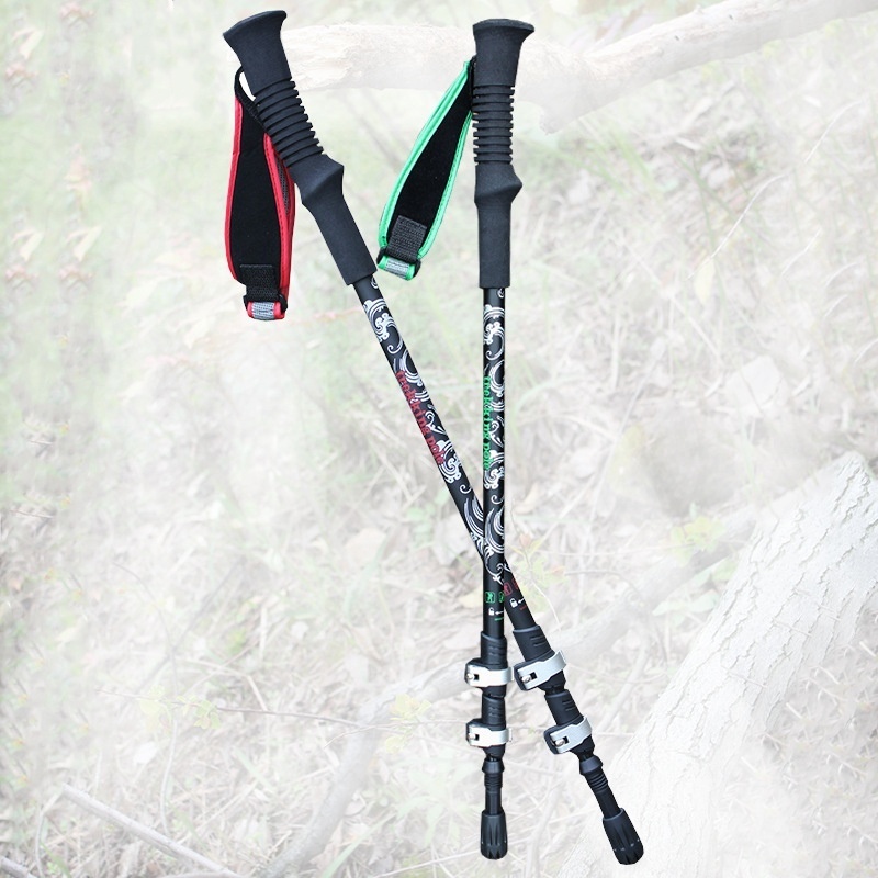 Multifunctional 3 Section Poles 7075 Aluminum Customized Oem Folding Luxury Tracking Retractable Hiking Walking Sticks