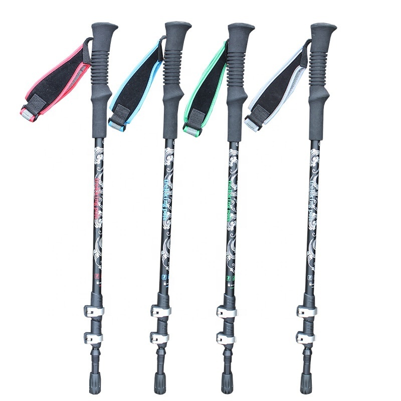 Multifunctional 3 Section Poles 7075 Aluminum Customized Oem Folding Luxury Tracking Retractable Hiking Walking Sticks