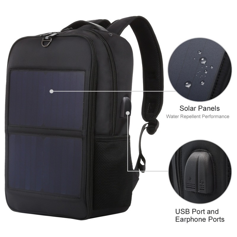 Large Capacity Usb Charging Solar Backpack Waterproof Travel Men Smart Multifunctional Solar Power Backpack For Outdoor