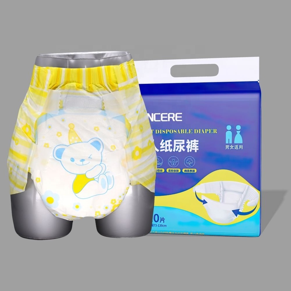 Natural Eco-friendly Disposable Cheap Anti-leak design super absorbent soft thick adult diapers in bulk