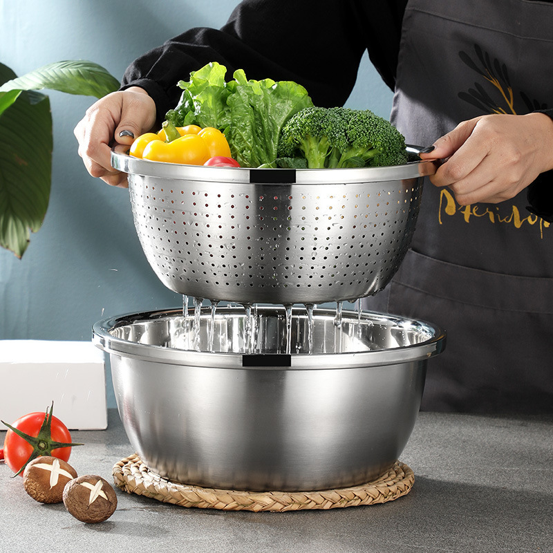 Kitchen Utensil kitchen vegetable & fruit collapsible 304 stainless steel bowls colander