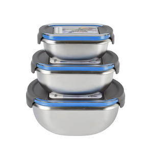 New Design 500ml 1000ml 1500ml 2800ml 4500ml Set of 5 Freezer Safe Stainless Steel Food Storage Container With PP lid With Lock