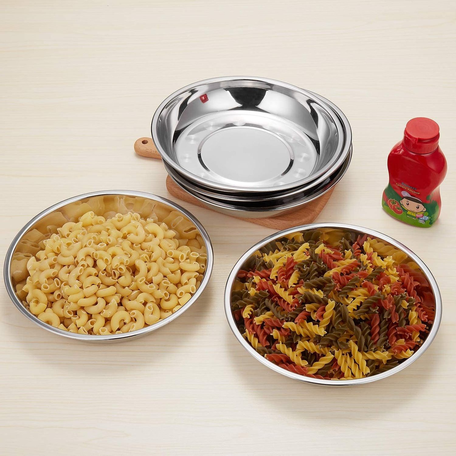 Cheaper Price Wholesale Dinner Plate Stainless Steel Dishes Plates Set Camping Plate