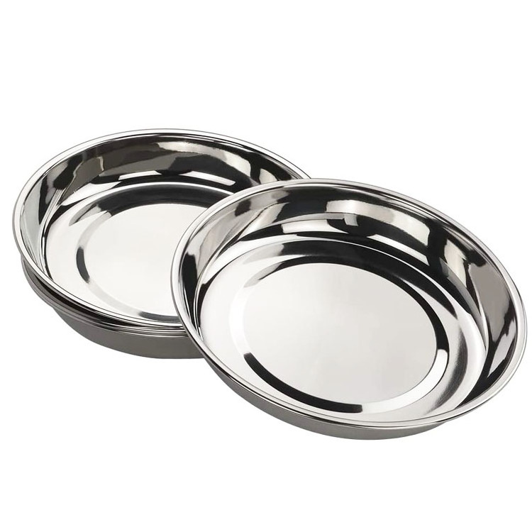 Cheaper Price Wholesale Dinner Plate Stainless Steel Dishes Plates Set Camping Plate