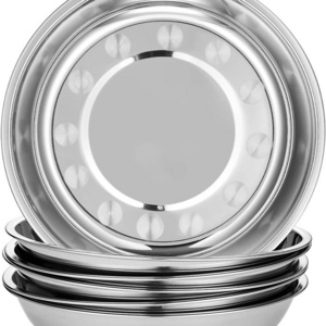 Cheaper Price Wholesale Dinner Plate Stainless Steel Dishes Plates Set Camping Plate