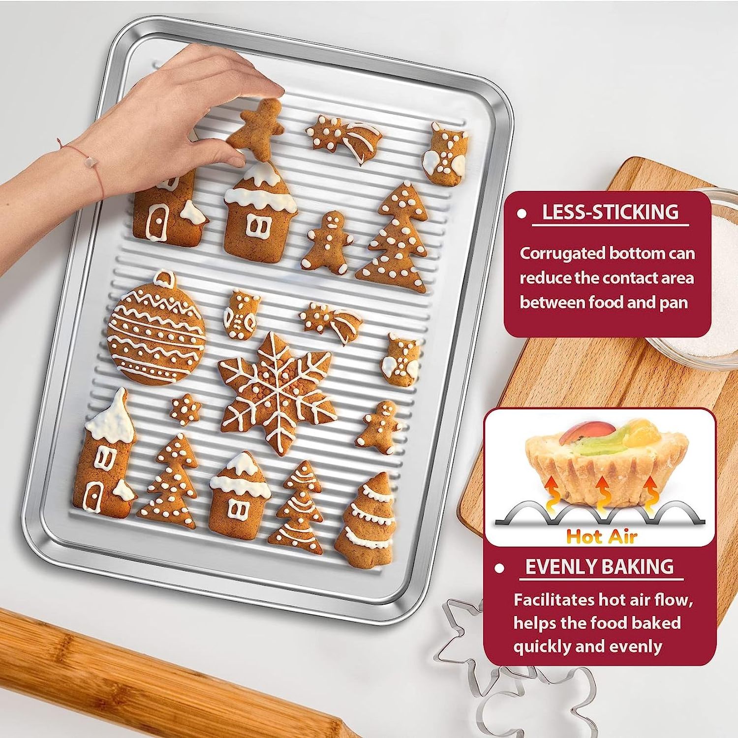 Cheaper Price Cookie Sheets Pans Trays Rectangular Stainless Steel Baking Tray for Oven