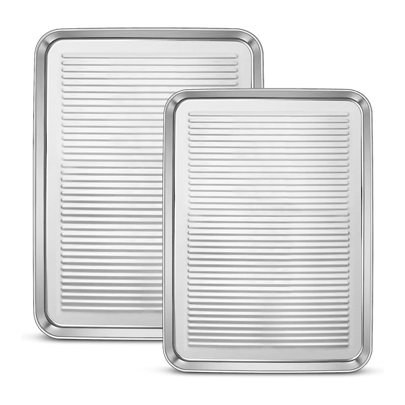 Cheaper Price Cookie Sheets Pans Trays Rectangular Stainless Steel Baking Tray for Oven