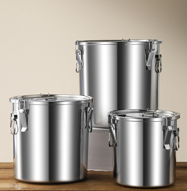 Kitchen Rice Coffee Bean Milk Barrel Stainless Steel Airtight Food Container Transportation Food Storage Bucket