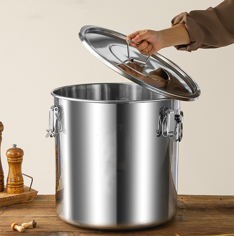 Kitchen Rice Coffee Bean Milk Barrel Stainless Steel Airtight Food Container Transportation Food Storage Bucket