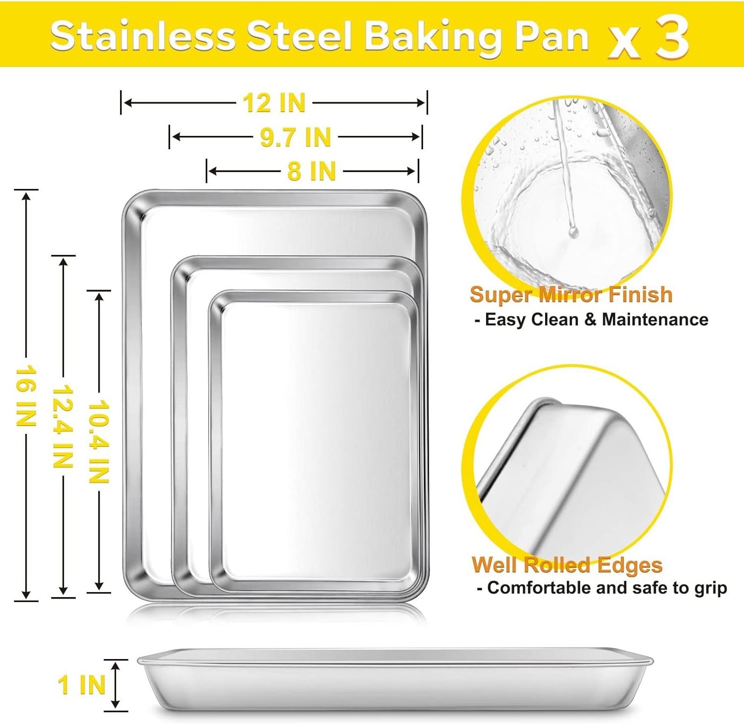 40*30cm 16inch Bakeware Easy Clean Rectangle Cookie Sheet Pan Toaster Oven Tray Pan Stainless Steel Baking Pans