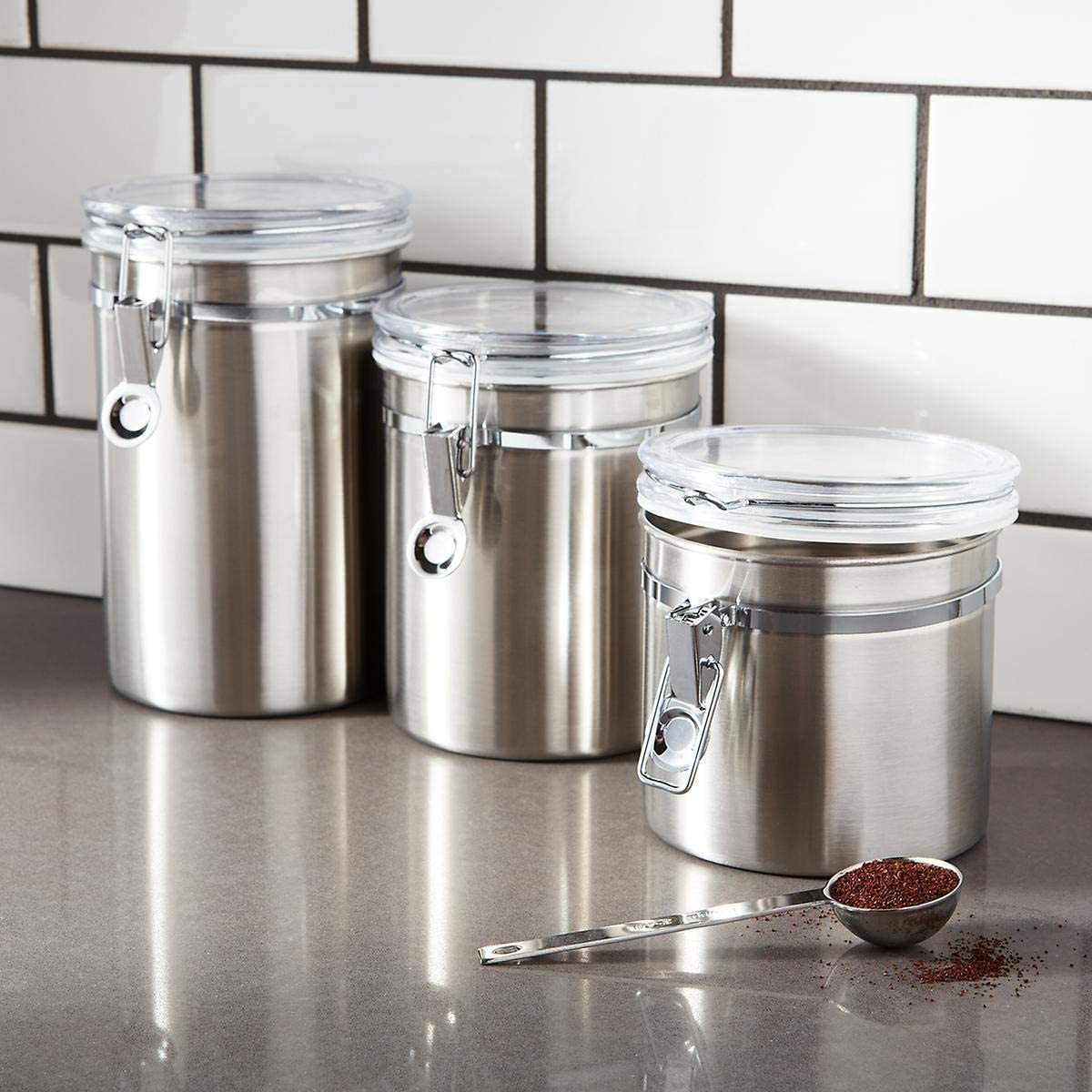 Cheaper price 5 Inch Stainless steel food canister sets metal tea coffee sugar storage jars canisters