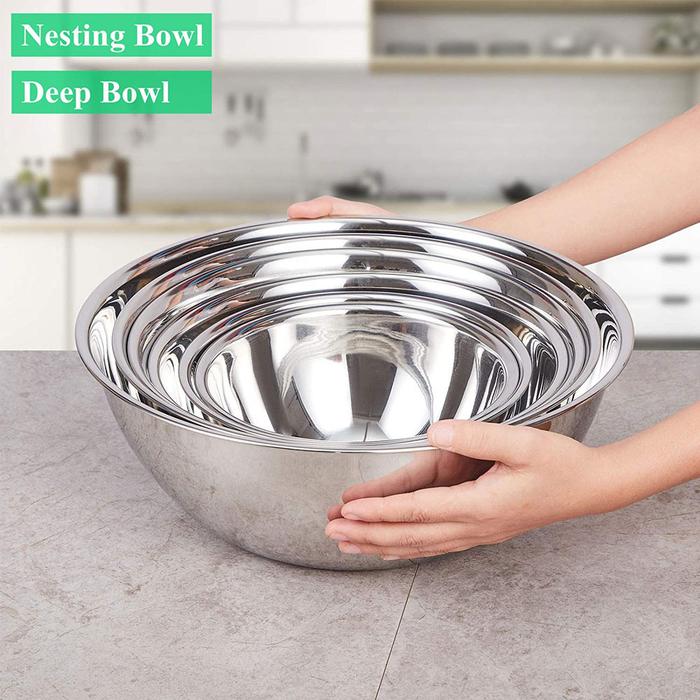 Cheaper Price Stainless Steel Mixing Bowl Set Thicker Nesting Bowls Salad Bowl For Baking