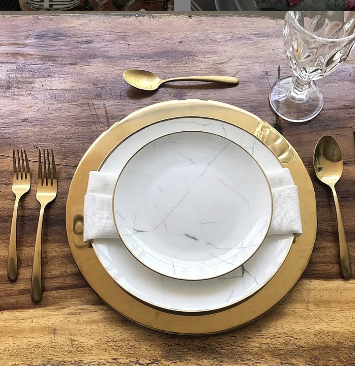 13 inch Gold Charger Plates Wedding Mirror Polishing Stainless Steel Charger Plate for Dinner Plate