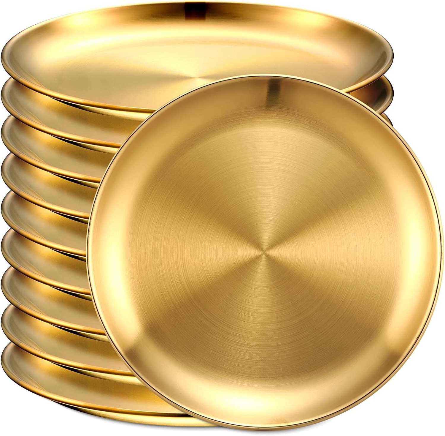 8inch 9inch 10inch Gold metal plates Stainless Steel Dinnerware Set Round Dinner Plates Dishes