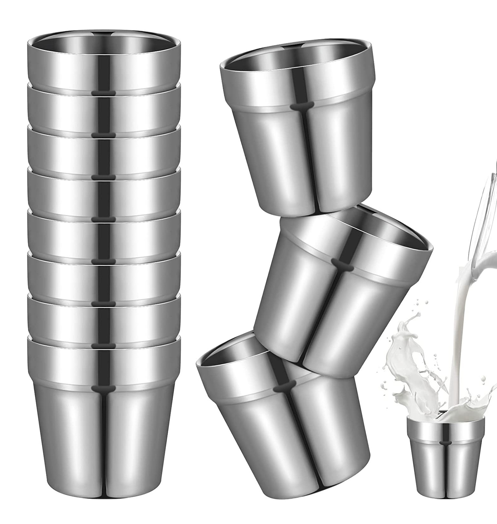 6 oz Metal Cups for Toddlers Kids Stainless Steel Insulated Tumblers Mug Milk Cup