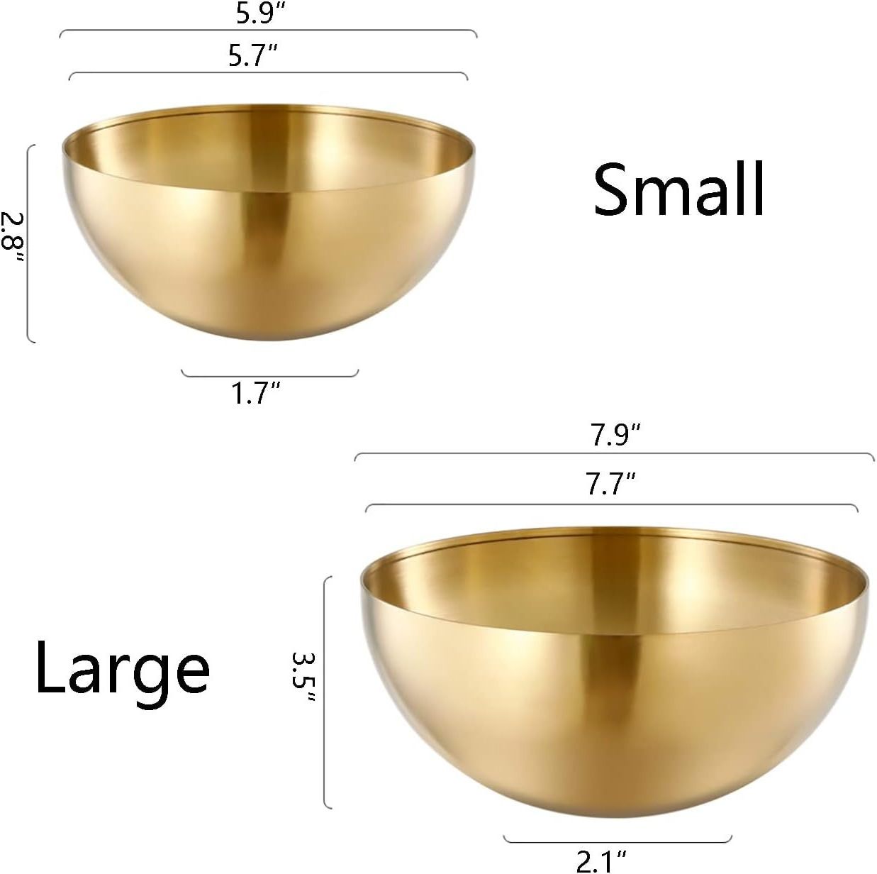 Gold 20cm Kitchen Prep Bowls Stainless Steel Mixing Bowls Nesting Bowl Set