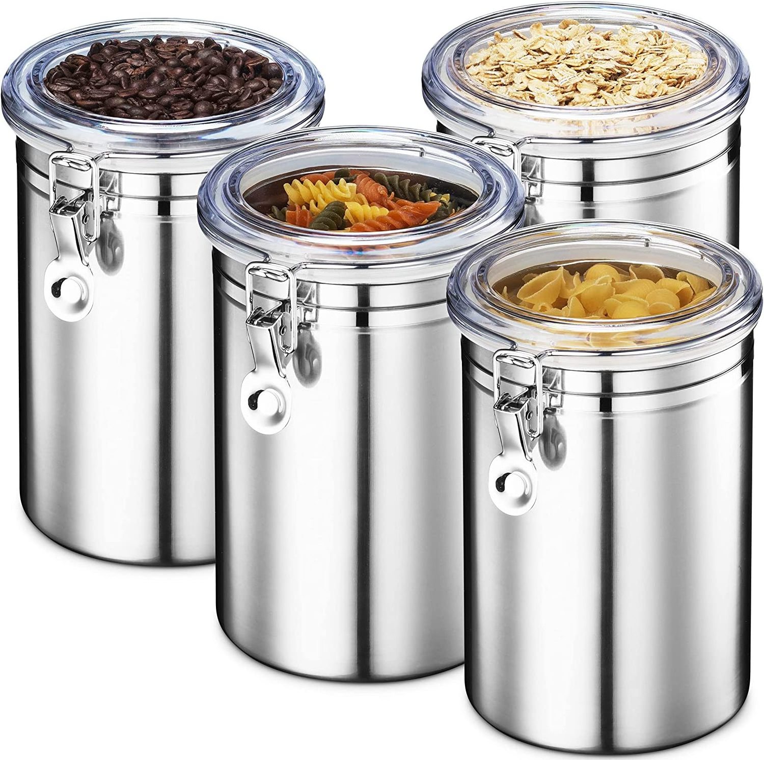 Cheaper price 5 Inch Stainless steel food canister sets metal tea coffee sugar storage jars canisters