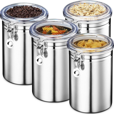 Cheaper price 5 Inch Stainless steel food canister sets metal tea coffee sugar storage jars canisters