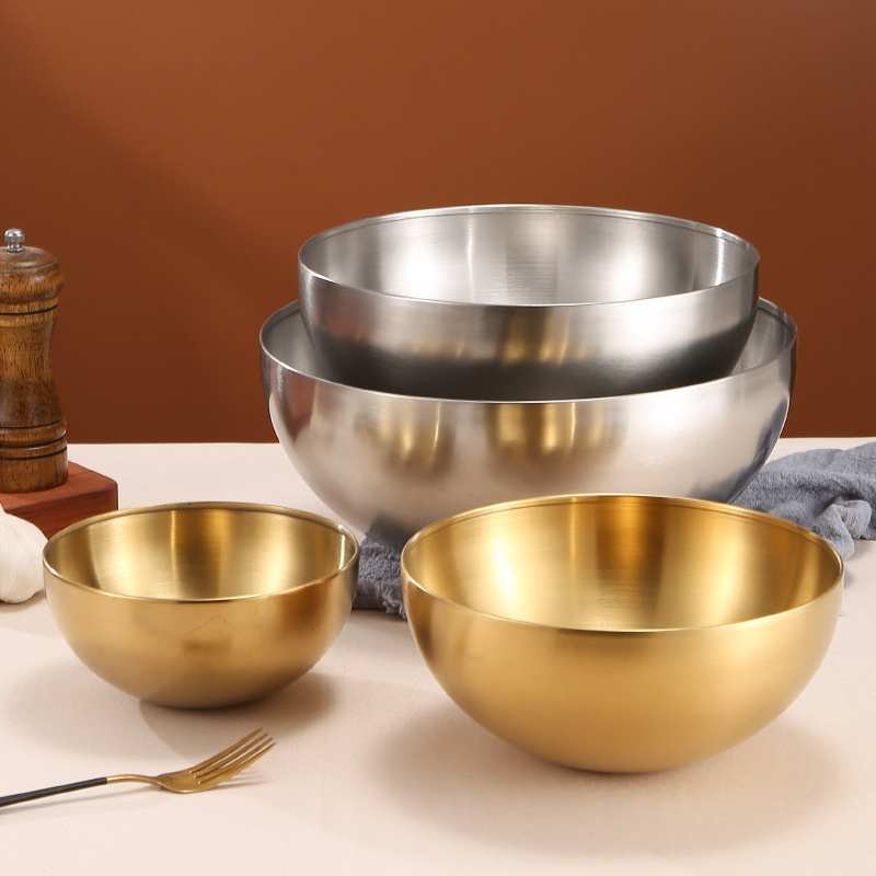 Gold 20cm Kitchen Prep Bowls Stainless Steel Mixing Bowls Nesting Bowl Set