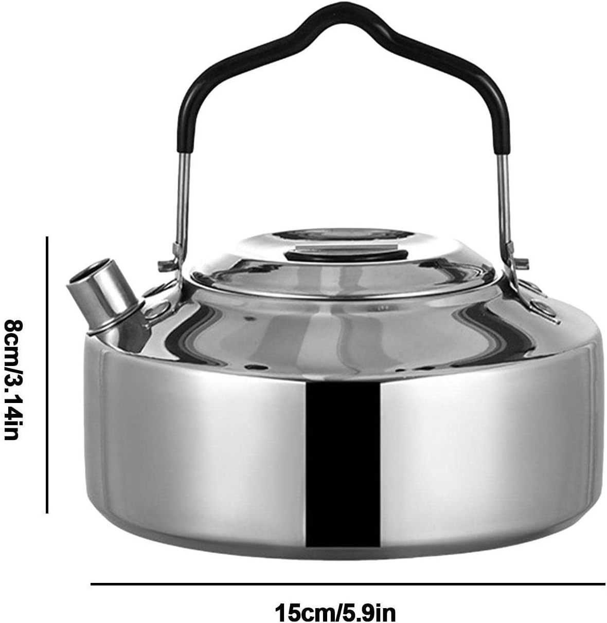 Portable Outdoor Hiking Lightweight Coffee Tea Pot Camping Pot 1.2L Stainless Steel Camping Kettle