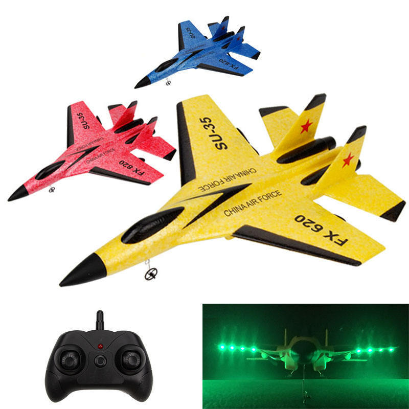 2.4G Epp Foam Glider RC Airplane FX-620 SU-35 Take Off In Two Modes with LED light RC Jet Plane Outdoor Flying Toys vs G1 Glider