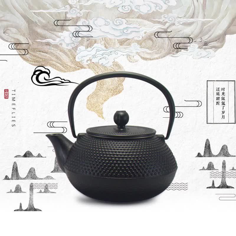 Simple Chinese Cast Iron antique Teapot Black