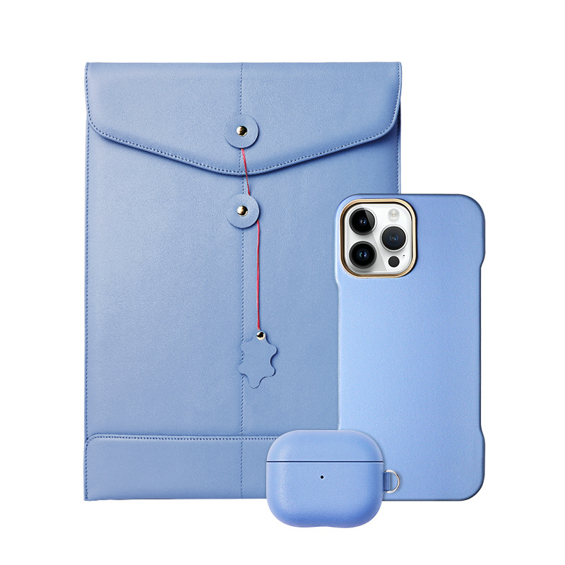 luxury leather phone case watch ipod case gift set with airpod case