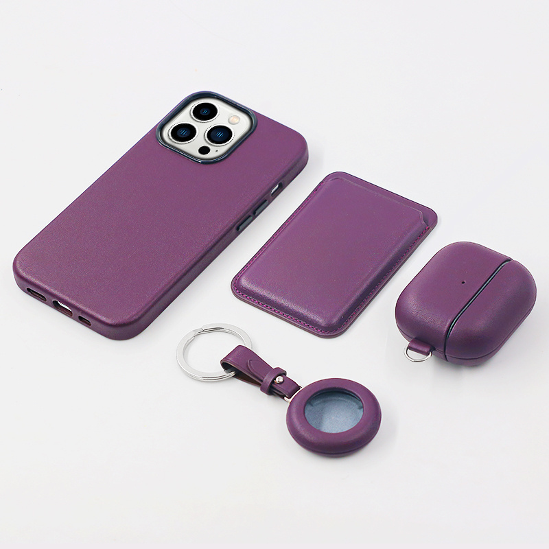 luxury leather phone case watch ipod case gift set with airpod case