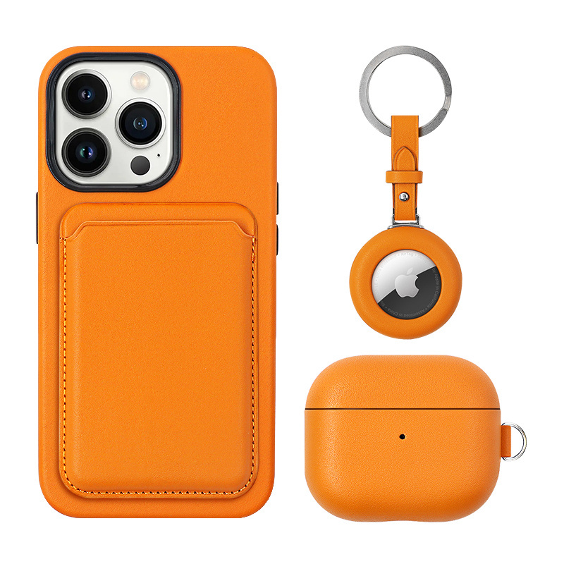 luxury leather phone case watch ipod case gift set with airpod case