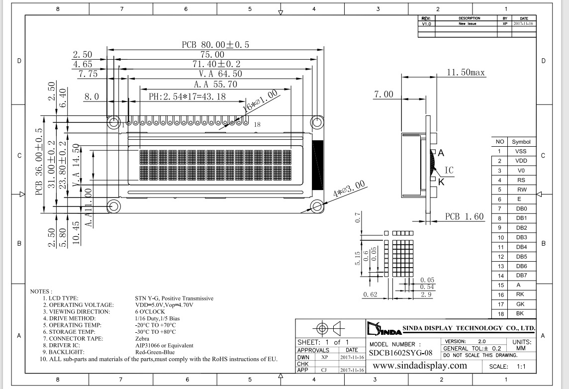 LCD1602 1602 LCD Module Green Screen 16x2 Character LCD Display with IIC I2C Serial Interface Adapter Module