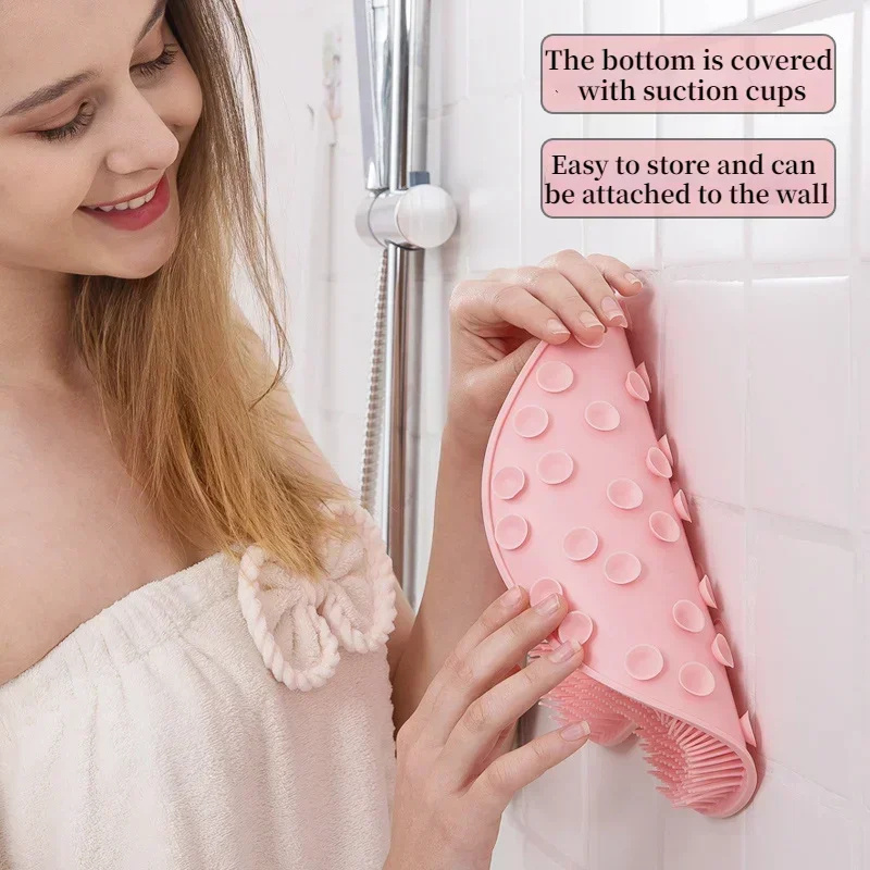 Silicone Massage Shower Mat Non-slip Wash Foot Pad Foot Exfoliating Bathroom Rub Back Brush with Sucker Bath Massage Brush Pad