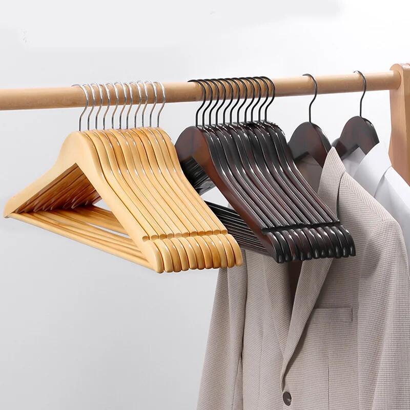 Wall Hangers Wooden Non-Slip Notched Closet Suit Wooden Hanger Wood Clothes Hangers For Garment Display