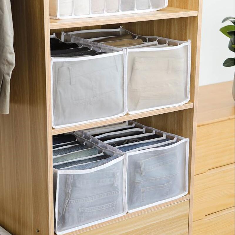 Clothes Organizers 7 Grids Storage Boxes & Bins Washable Drawer Mesh Transparent Stackable Storage Box